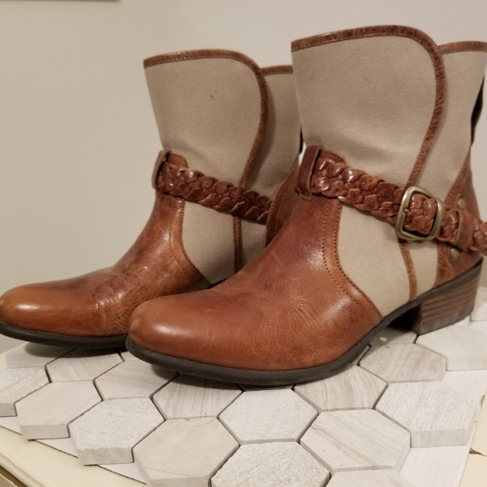 Ariat leather and fabric ankle boot.